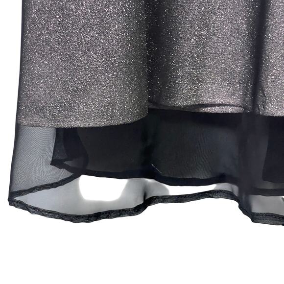 Vintage 90s Y2K De Laru Black Shimmer Cocktail Dress Size 12 Sheer Overlay Lace - Picture 7 of 11